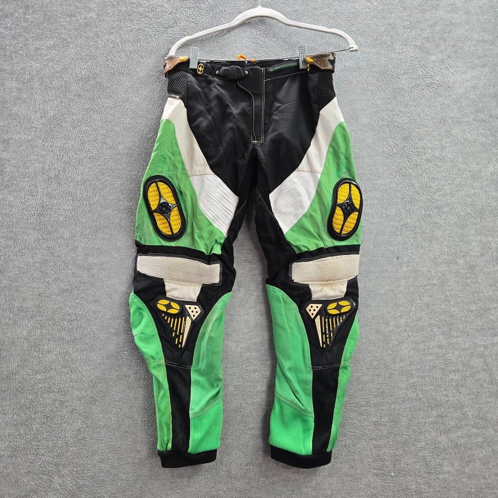 No Fear Men Activewear Pants 30 Green Pure MX Technology Motocross Nylon READ
